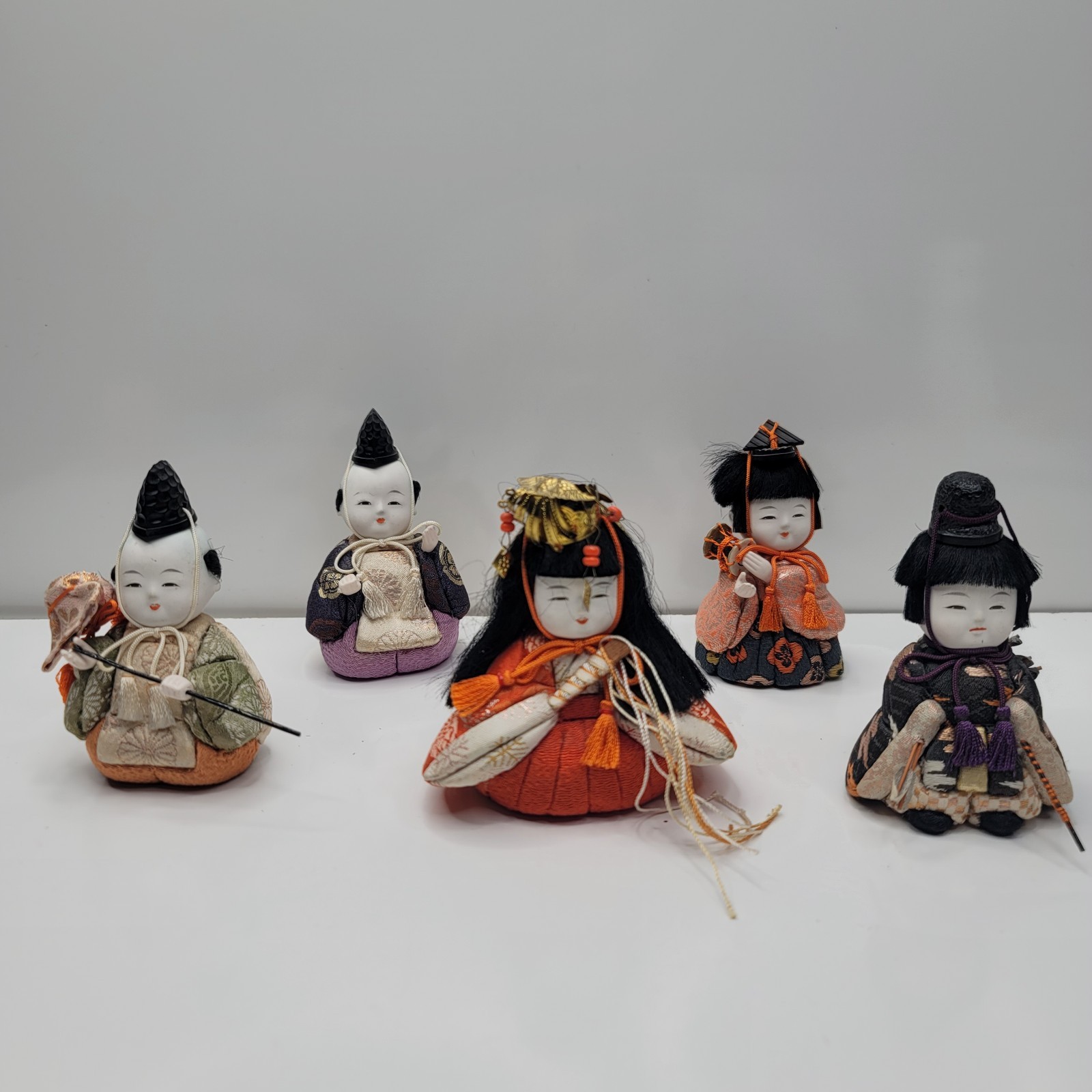 Vintage Kimono Kimekomi Ningyo Japanese Dolls 5