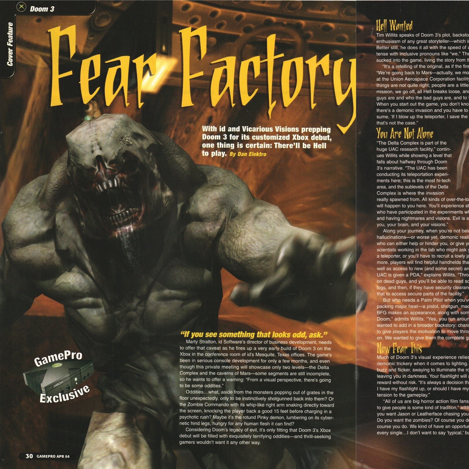 Vintage 2004 DOOM 3 Original PC Game Debut Promo Art 2-Pg Split 40x27cm GPM 187