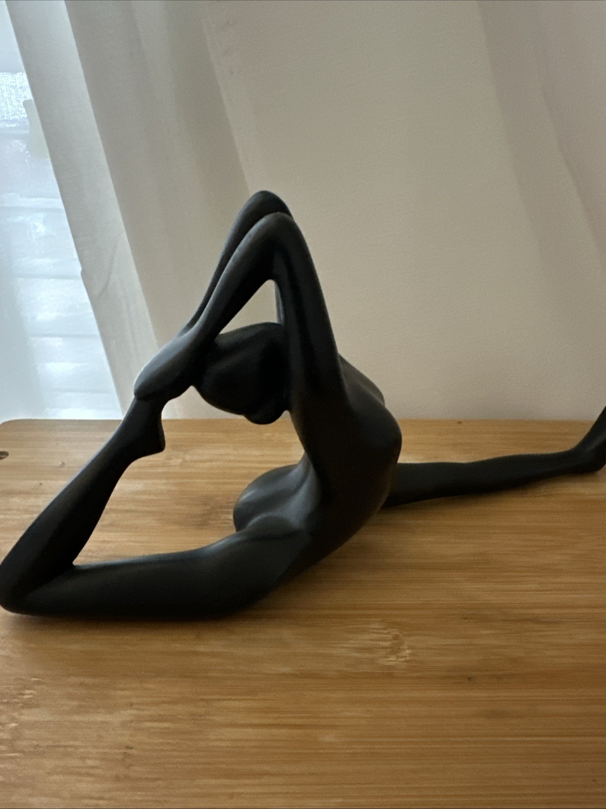 Vintage Hand Carved Black Soapstone Yoga Figurines Set of 2 MCM Abstract 10\