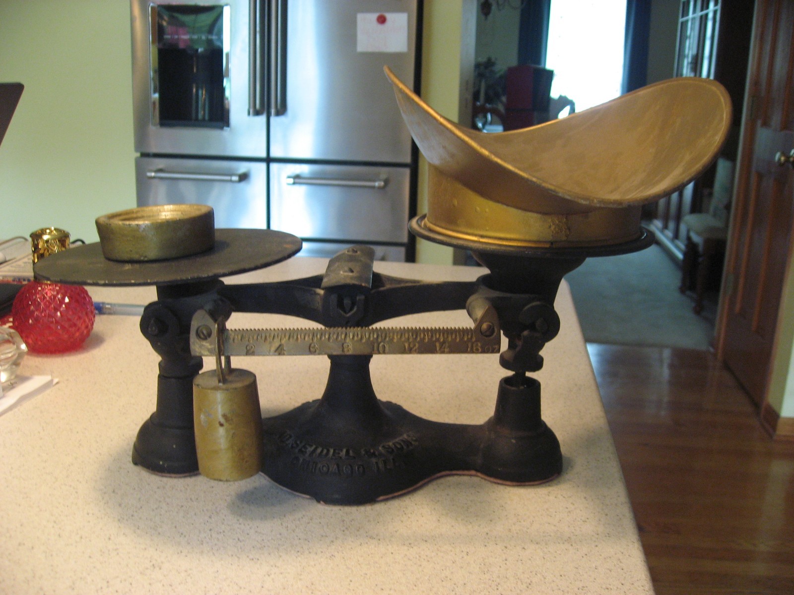 Vtg AD Seidel & Sons Cast Iron Counter Balance Scale No. 1 Beauty + 1lb Weight