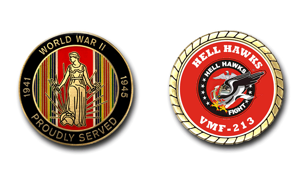 USMC VMF-213 Hell Hawks World War II Service Challenge Coin