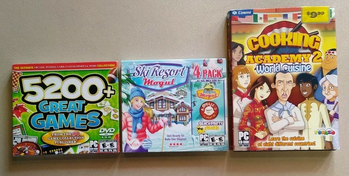 PC DVD-ROM CD-ROM Games Lot 5200+ Great Games Ski Resort Mogul 4 Pack Etc.