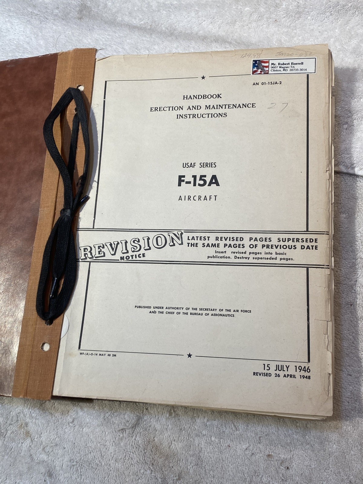 F-15A Northrop Reporter Erection & Maintenance instructions Manual airplane WW2