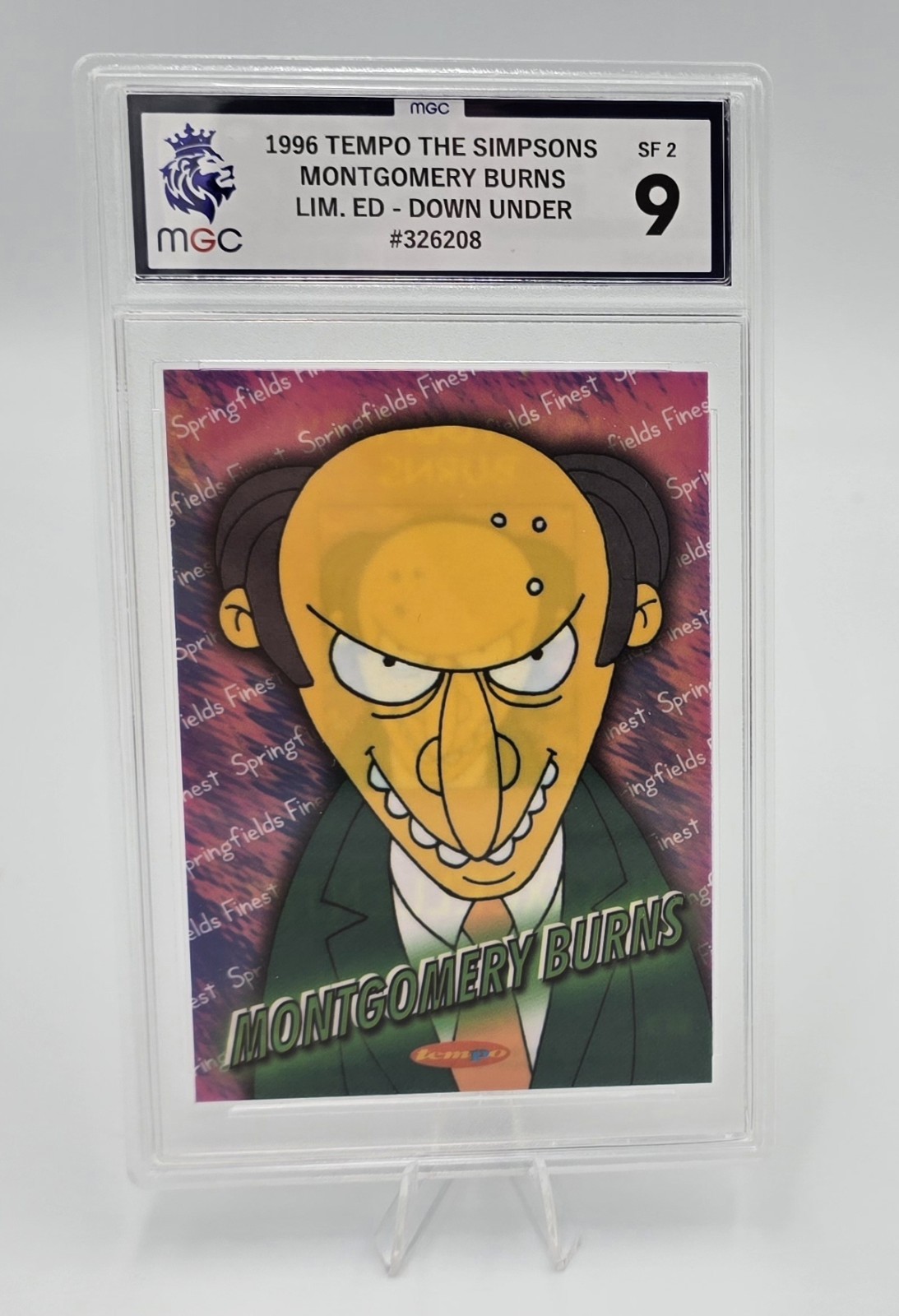 1996 The Simpsons Down Under Springfields Finest Mr Burns SF2 MGC 9 Ltd Ed Card