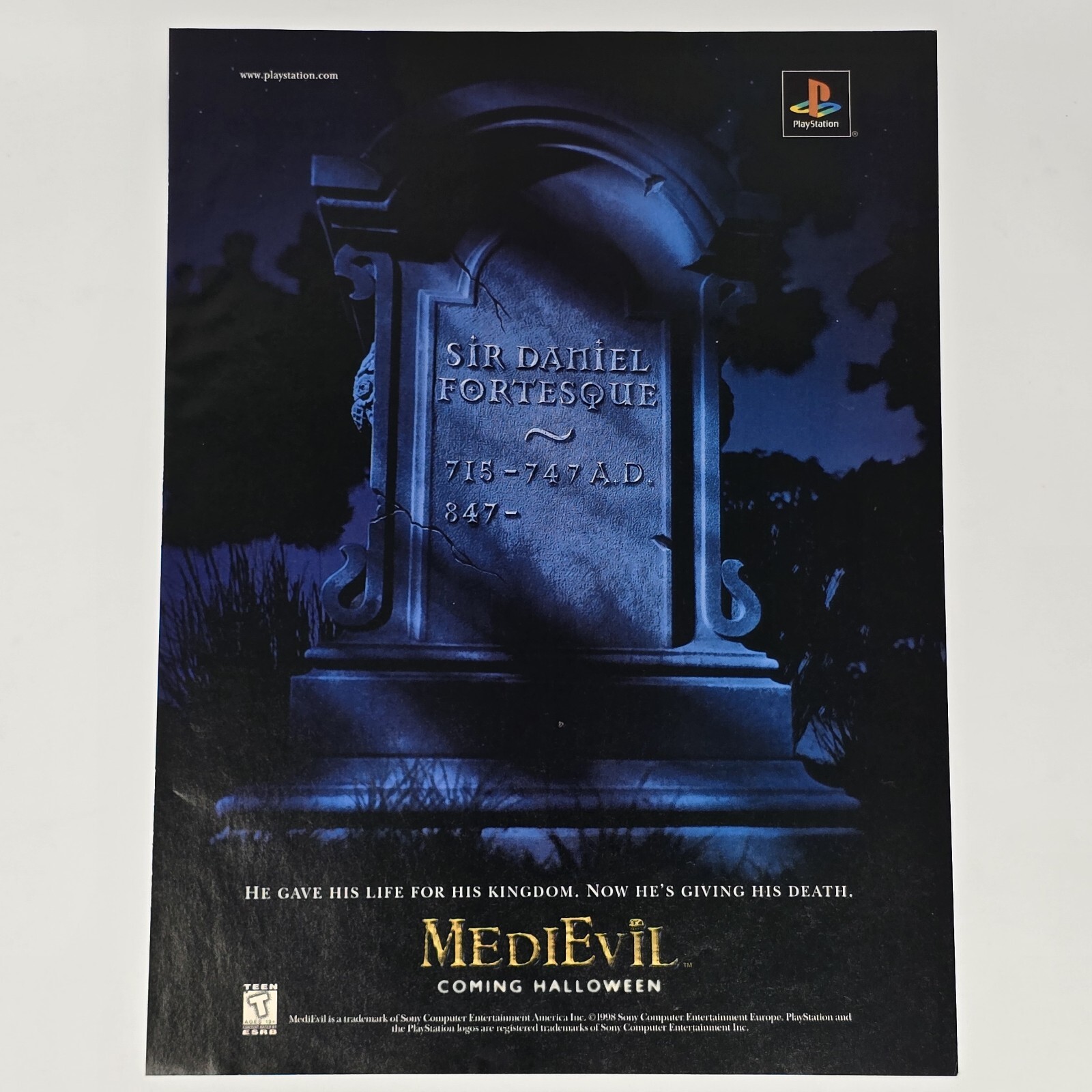 MediEvil Sony PlayStation PS1 Tombstone Print Ad/Poster Official Promo Art