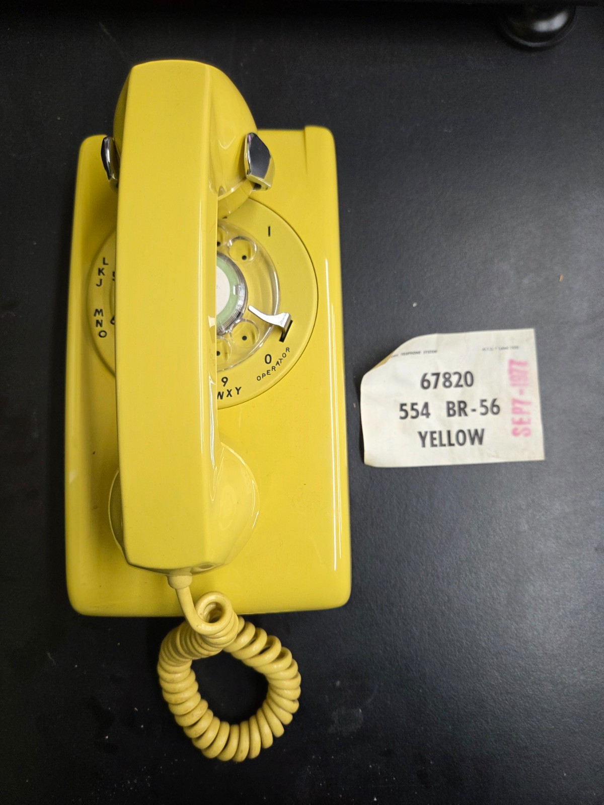 Vintage Yellow Northern Electric 554 Rotary Telephone Wall Mount Phone- Untested