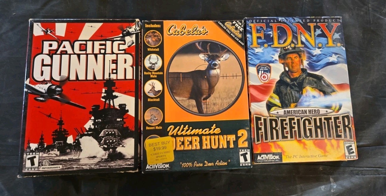 3 Games Pacific Gunner Cabela's FDNY Firefighter American Hero PC Activision