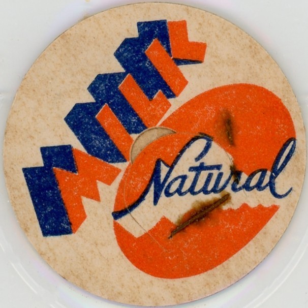 Milk Bottle Cap - MILK - Natural - blue & orange - generic - staple rust