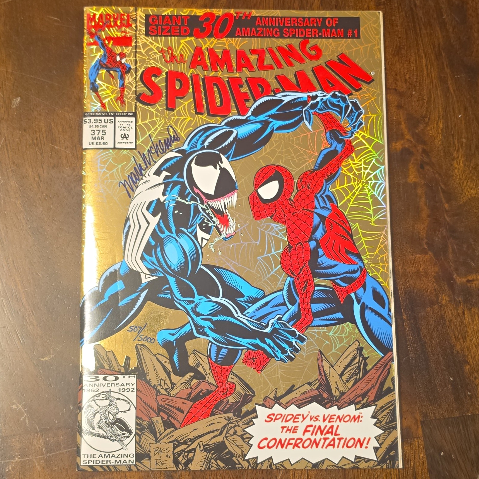 Marvel Amazing Spider-Man #375 Giant-Size 30th Anniv 1992 Signed McKenna