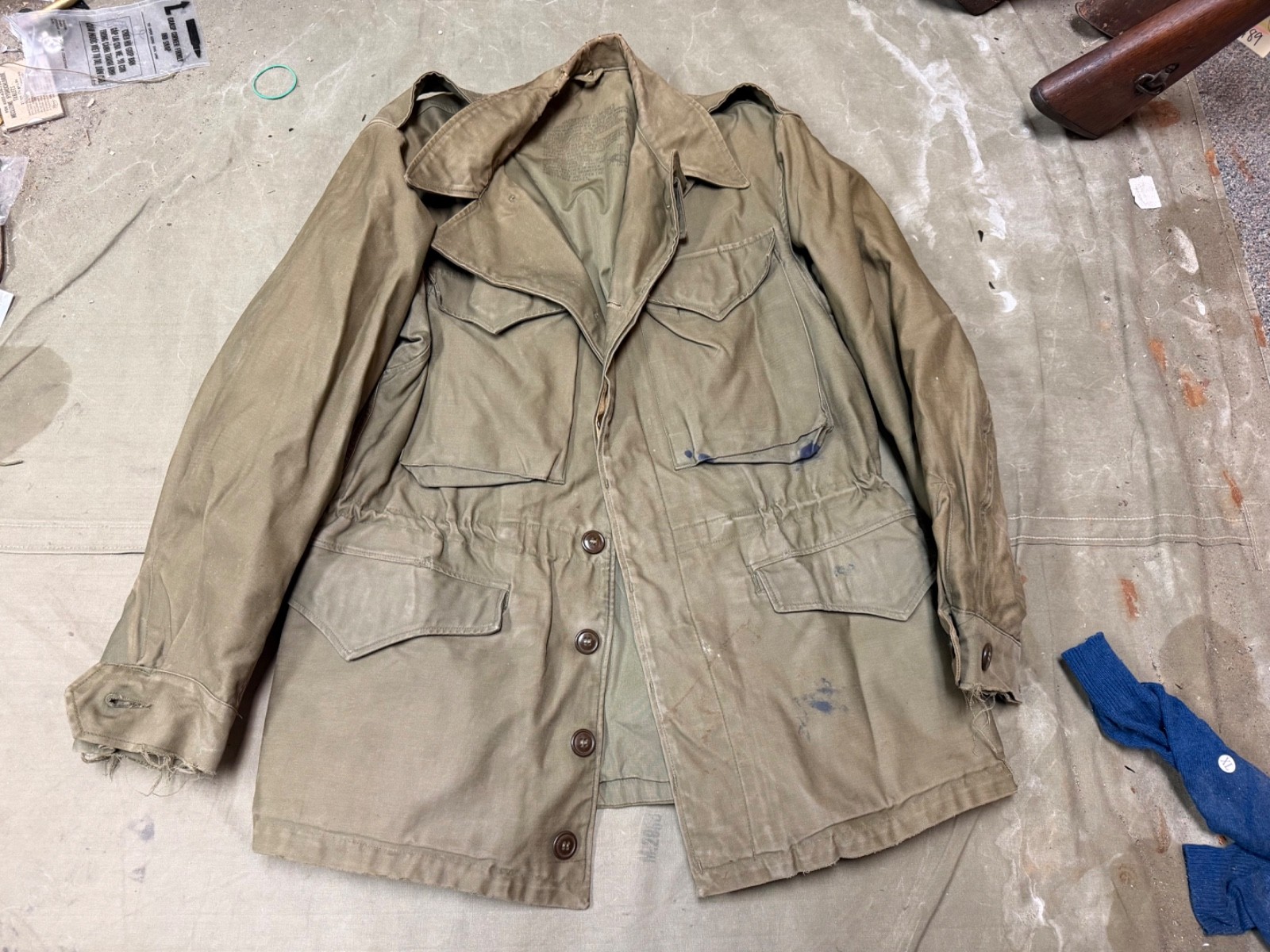 ORIGINAL WWII US ARMY INFANTRY AIRBORNE M1943 M43 COMBAT FIELD JACKET- 42R
