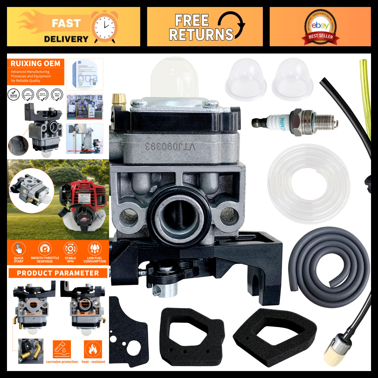 Ruixing OEM GX35 Carburetor for Honda GX25 GX25N GX25NT HHT35 HHT35S String Trim