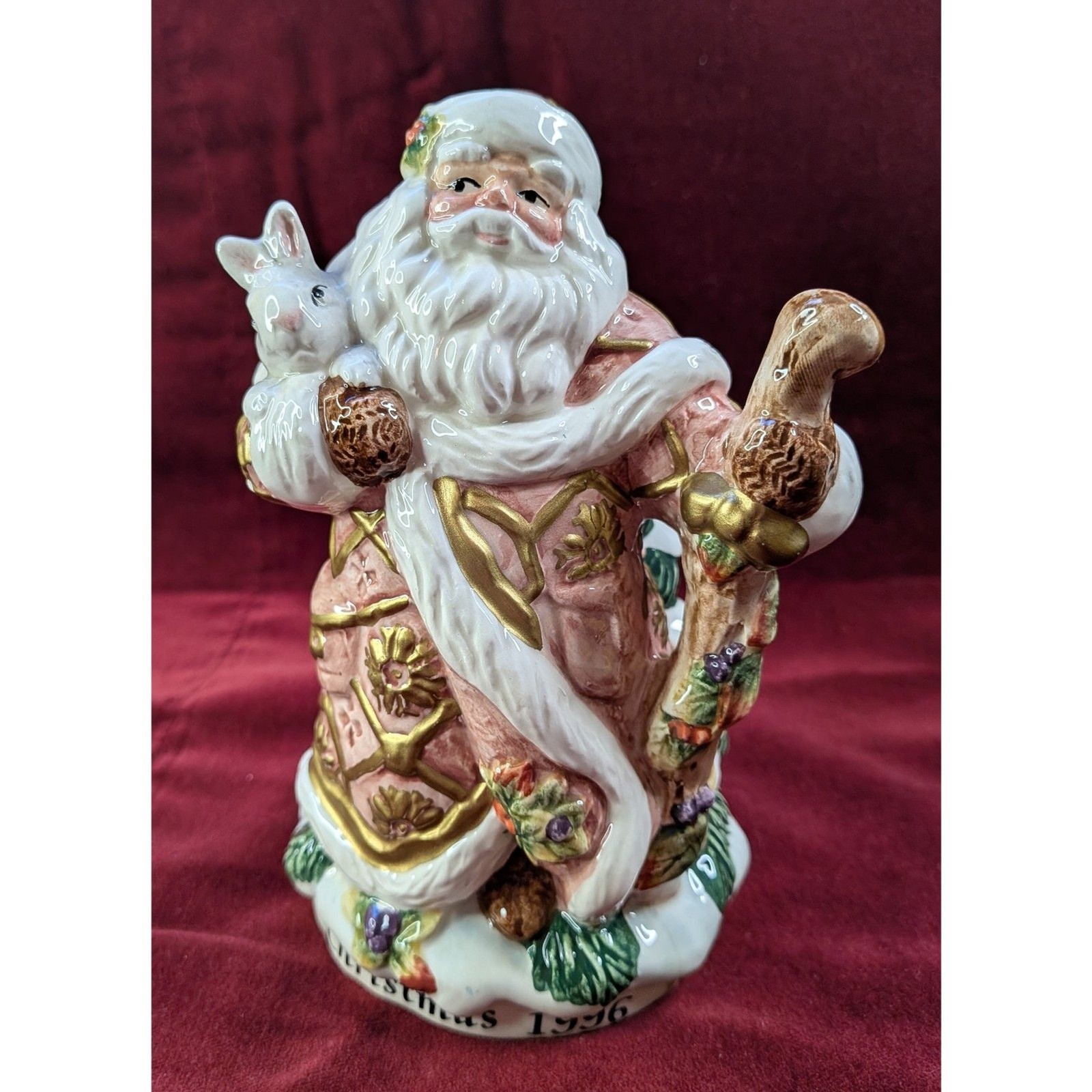 Vintage 1996 Fitz and Floyd Snowy Woods Santa Bell Figurine 5.5” Christmas Decor