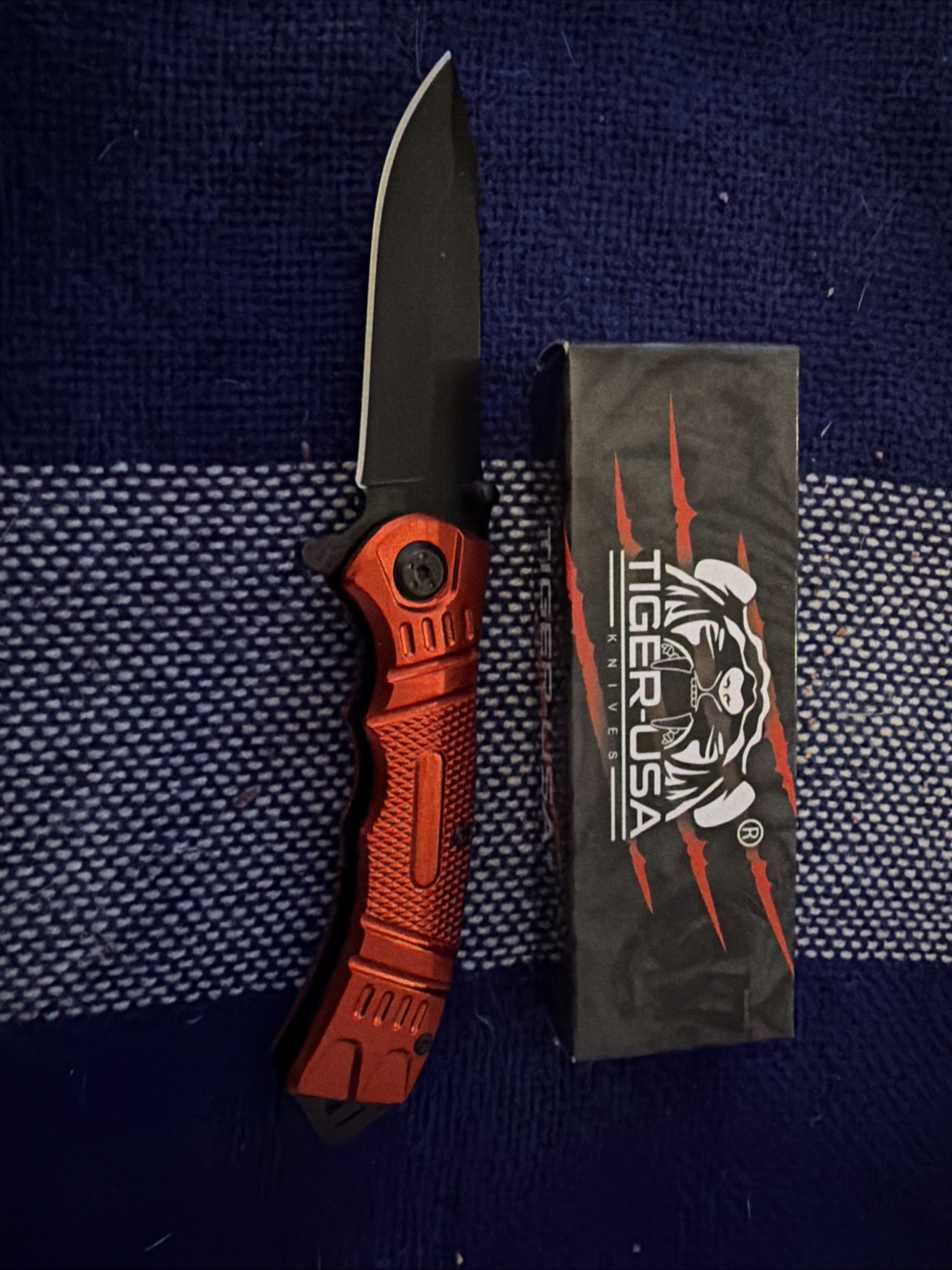 Tiger-USA Red Folding Knife German Surgical Steel Blade