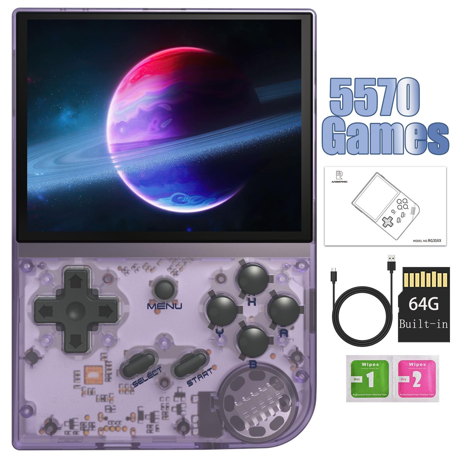 RG35XX Retro Handheld Game Console, 3.5 Inch IPS Inches, 35xx Purple-11 