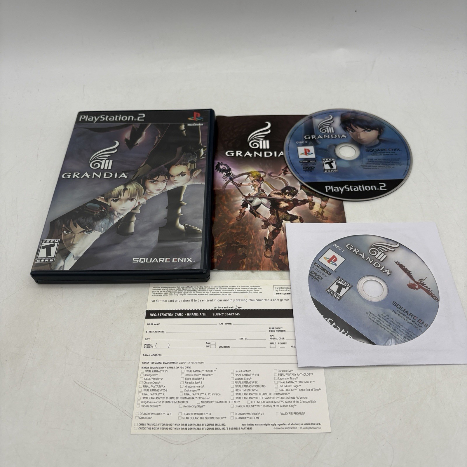 Grandia 3 Sony PlayStation 2 PS2 Complete w/ Manual + Reg Card CIB Tested