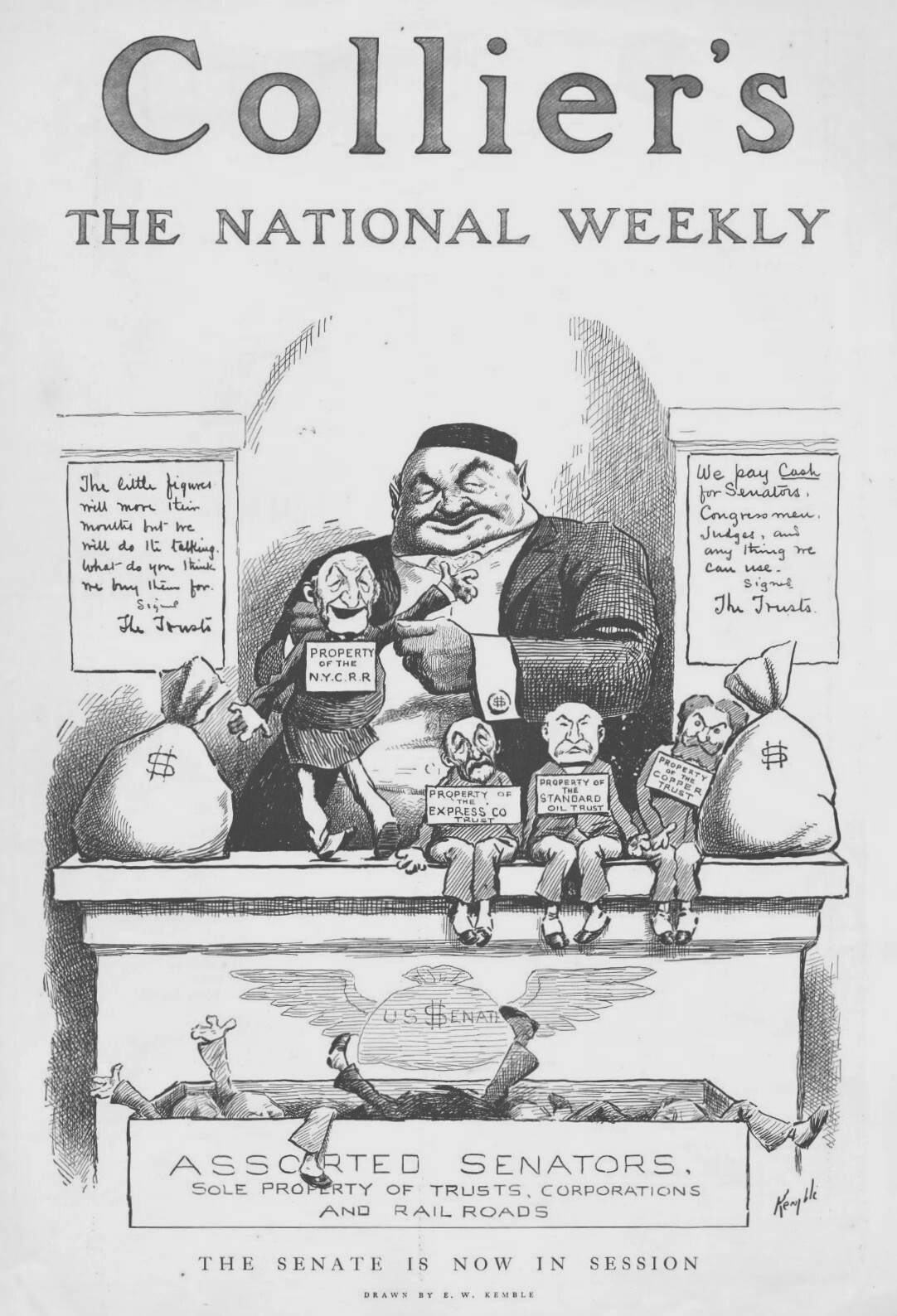 1906 Colliers National Weekly Print Political Satire Railroad Tycoons Senators