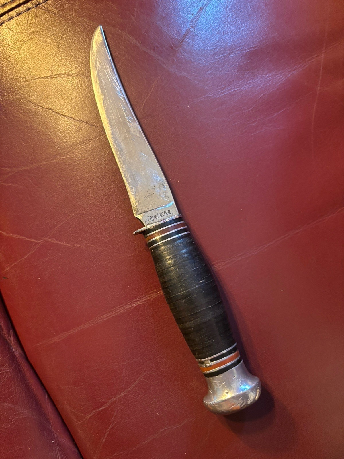 VTG Remington UMC DuPont RH70 USA fixed blade knife Stacked Leather Handle