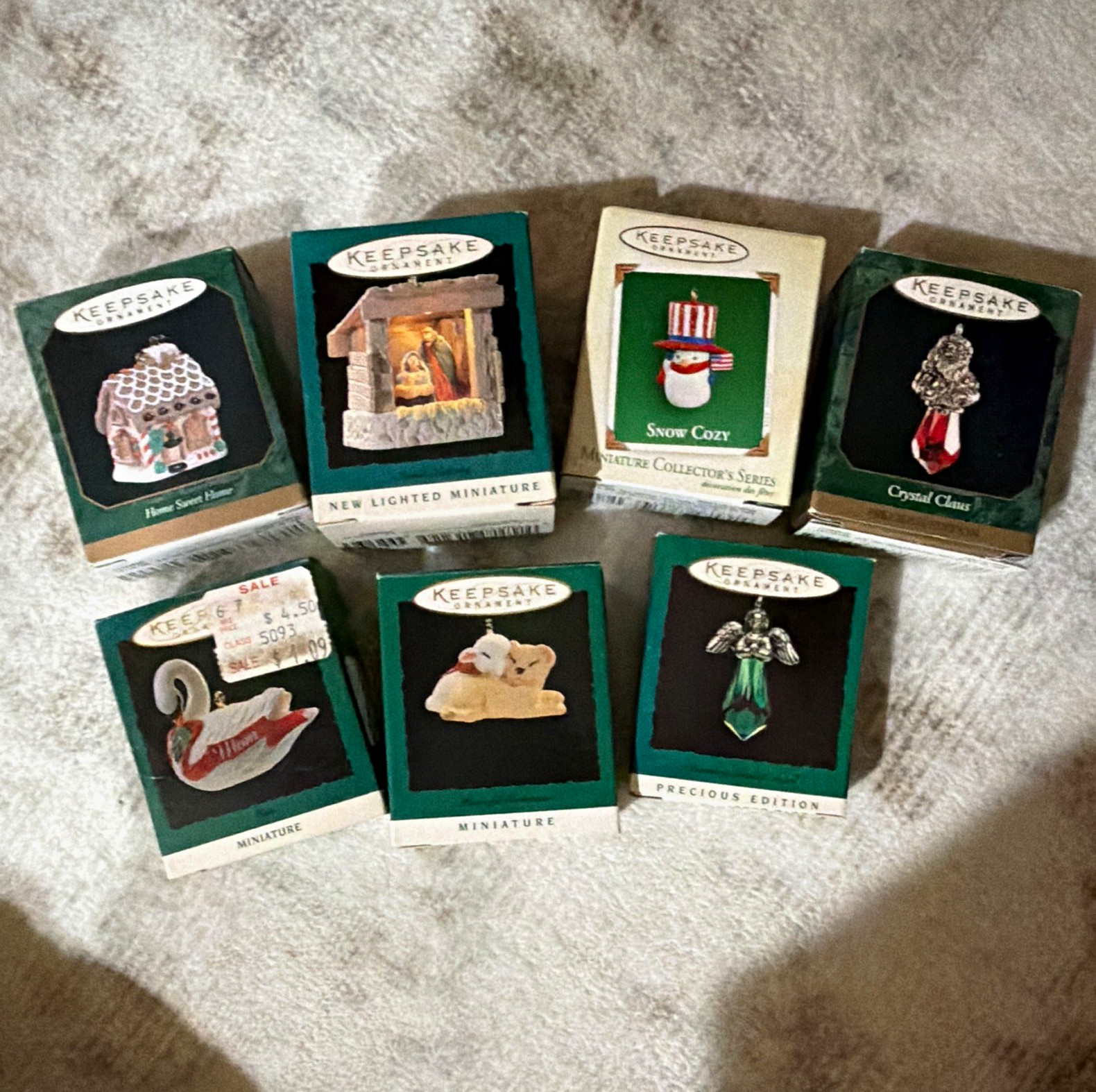 Lot: 7 Vintage Hallmark Keepsake Miniature Christmas Ornaments w/ Original Box