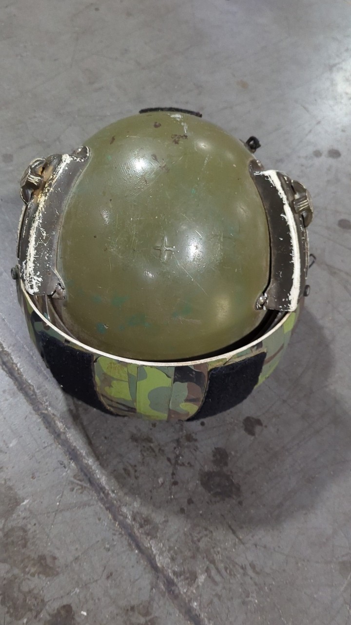 Vintage Military Style Aviation Flight Helmet Olive Drab Headset Wiring AS IS