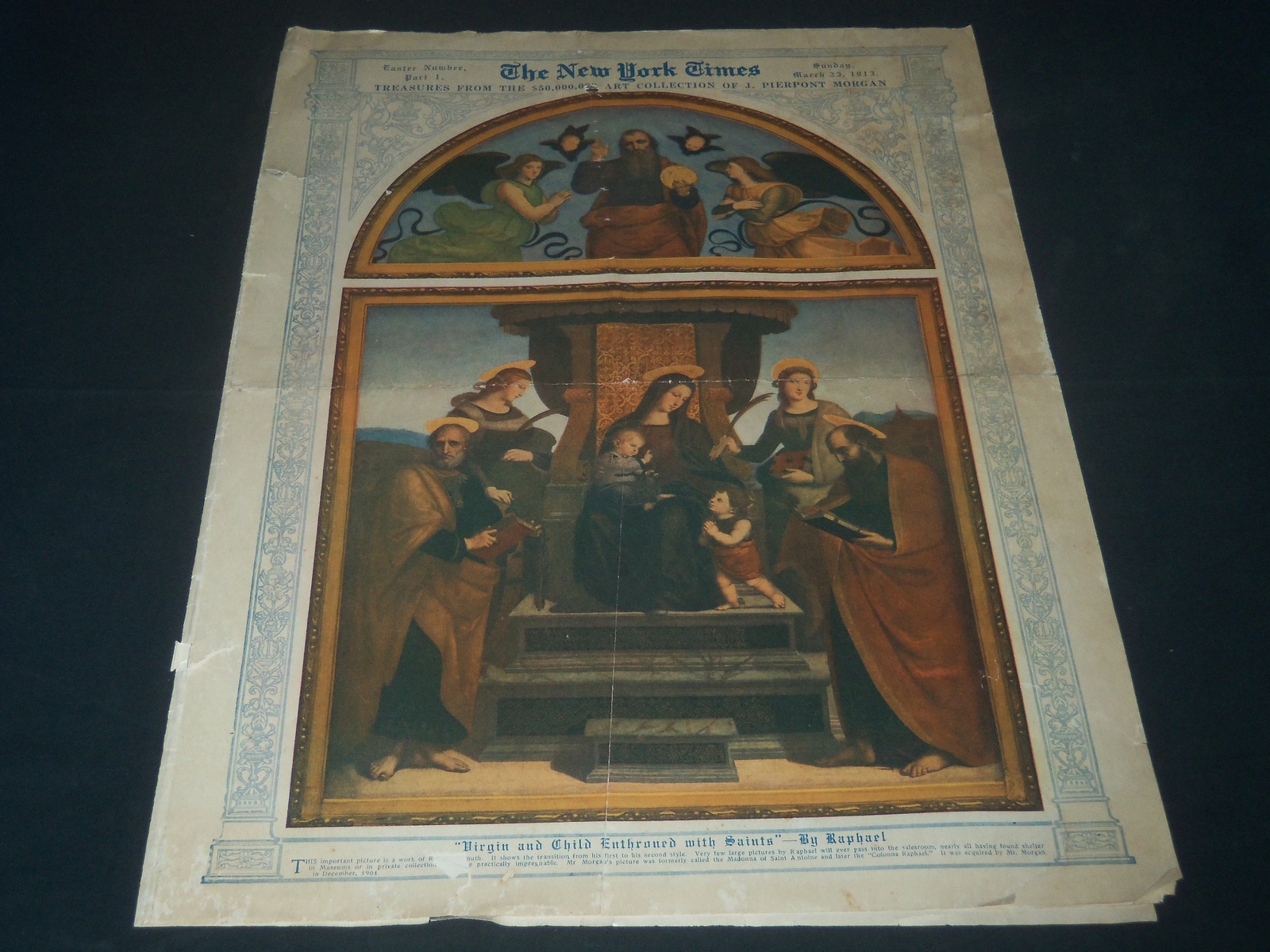 1913 MARCH 23 NEW YORK TIMES EASTER NUMBER - J. PIERPONT MORGAN ART - NP 3977
