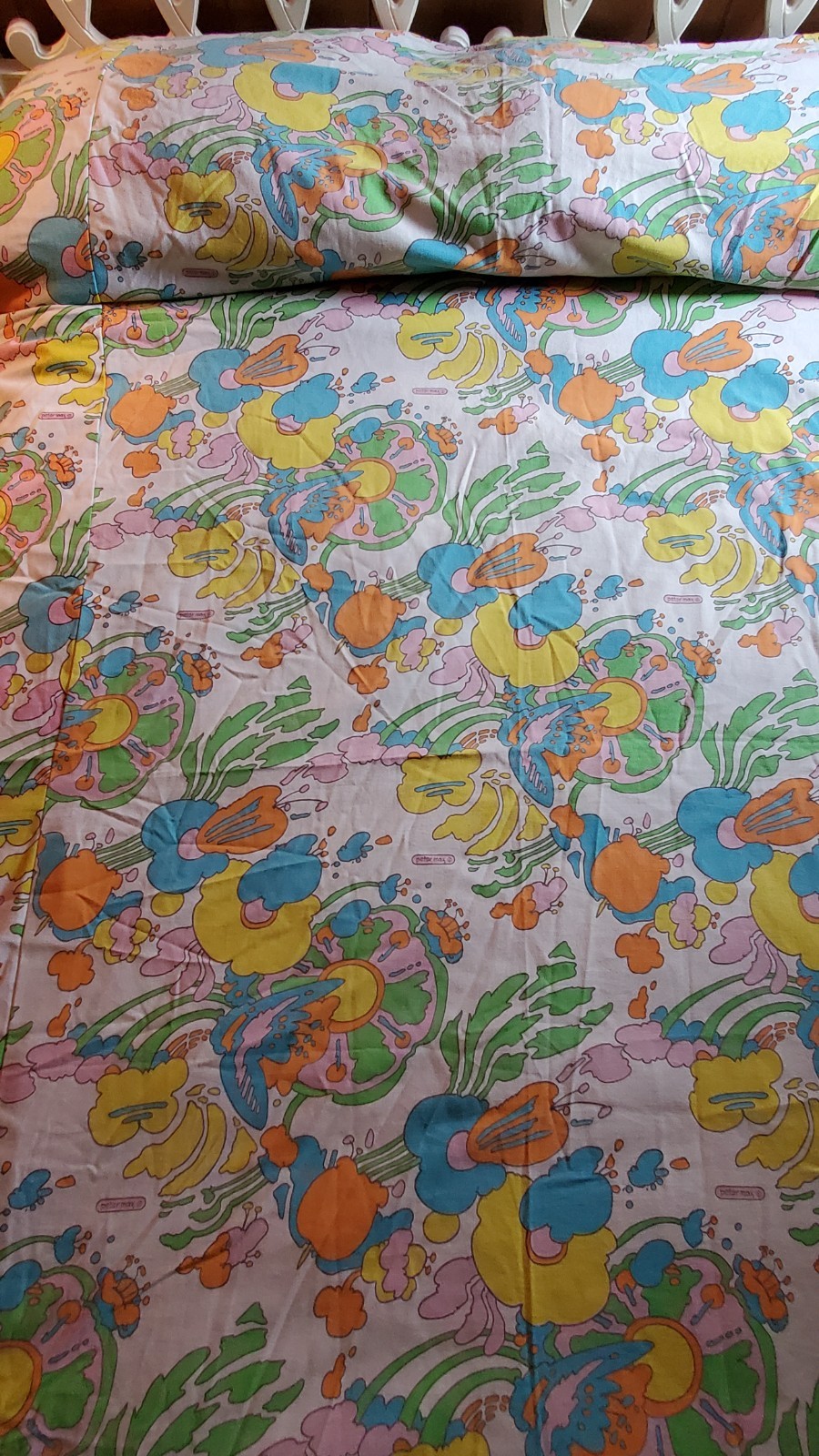 Rare PAIR Peter Max Bedspreads Twin Textile Vintage Cosmic Psychedelic No.111
