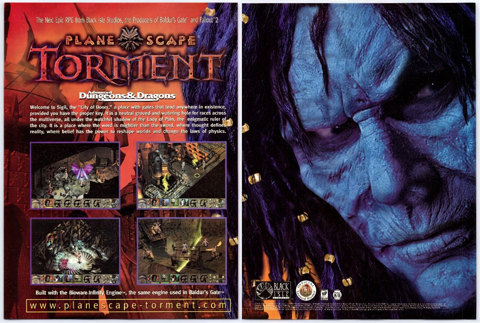 D&D Planescape Torment - PC Game - Vintage Original Print Ad/Poster Promo 1999