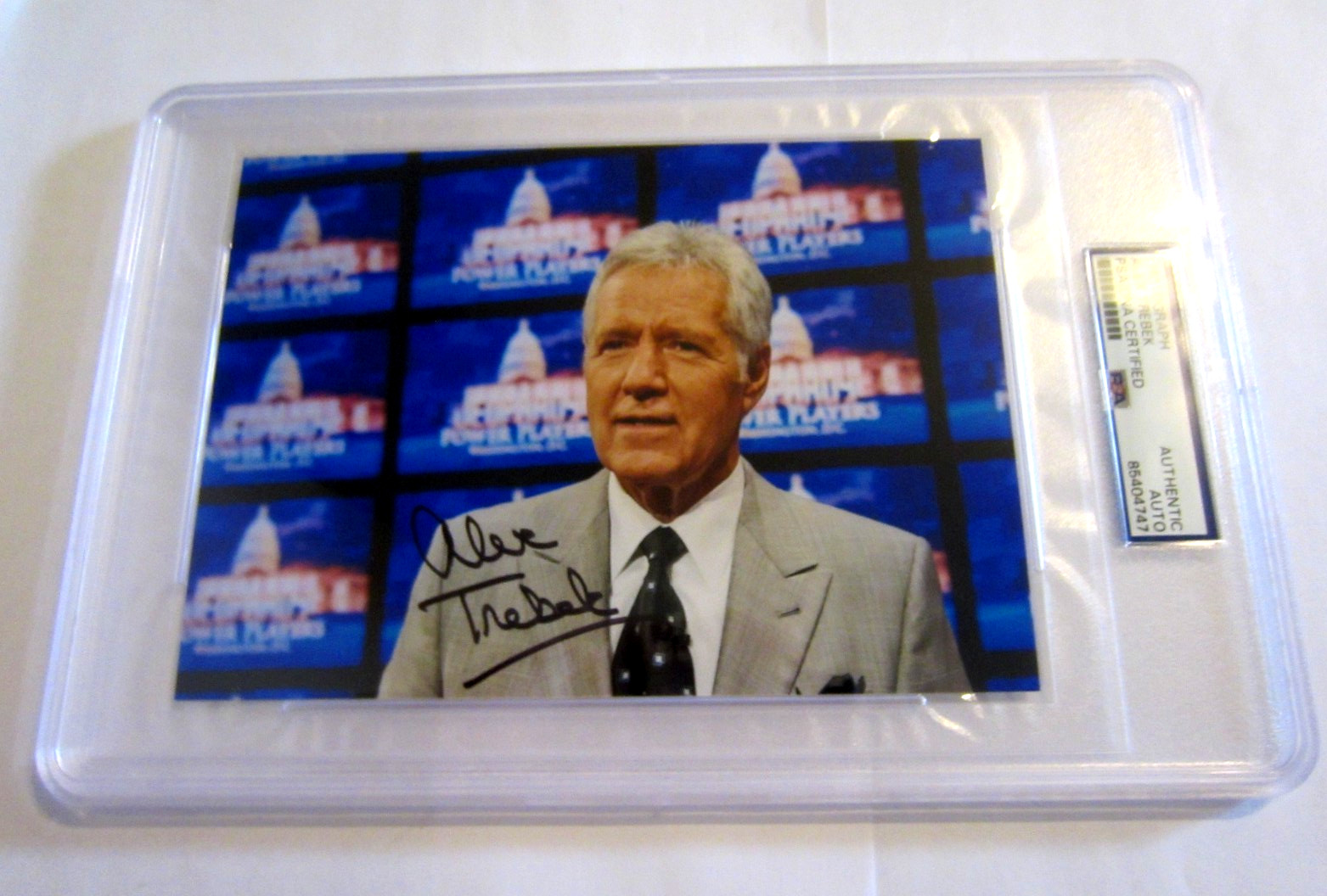 Who was Alex Trebek host of Jeopardy signed autographed 5x7 photo PSA authentic