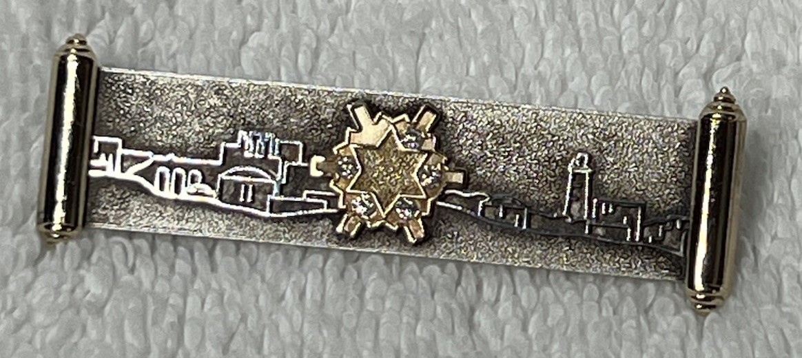 MA Michael Anthony, Jerusalem Brooch, 14k Gold, 925 Silver And Diamonds