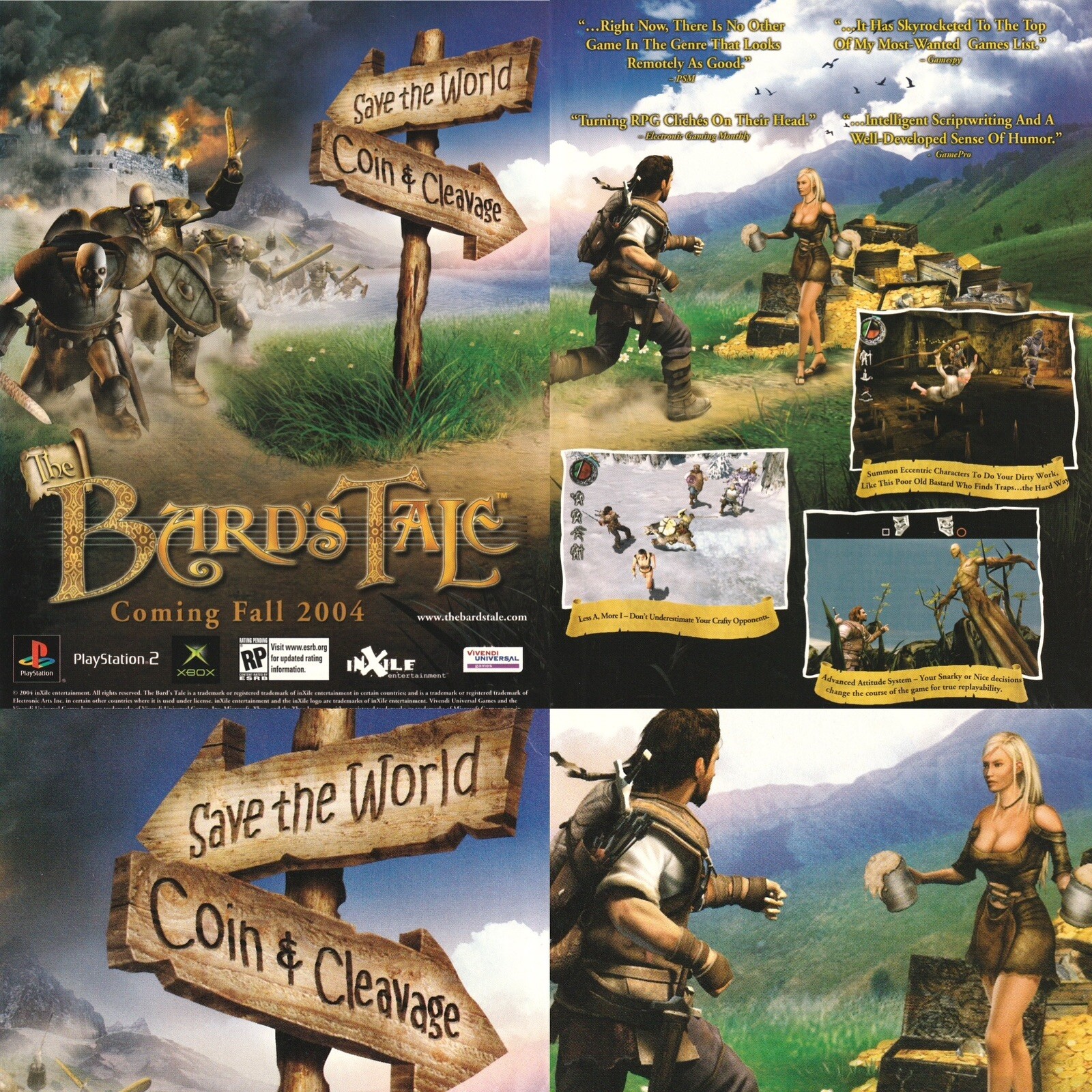 VTG 2004 The Bard’s Tale 2-Pg *DEBUT* Original Game Art/Print Ad 42x27cm EGM 186