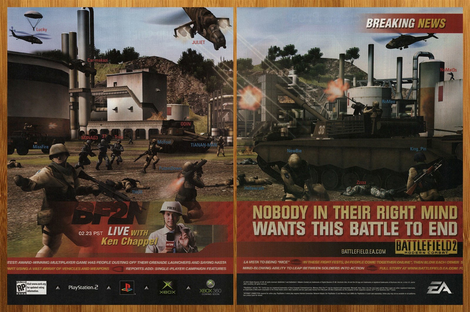 2005 Battlefield 2 Modern Combat PS2 Xbox 360 Print Ad/Poster Official Promo Art
