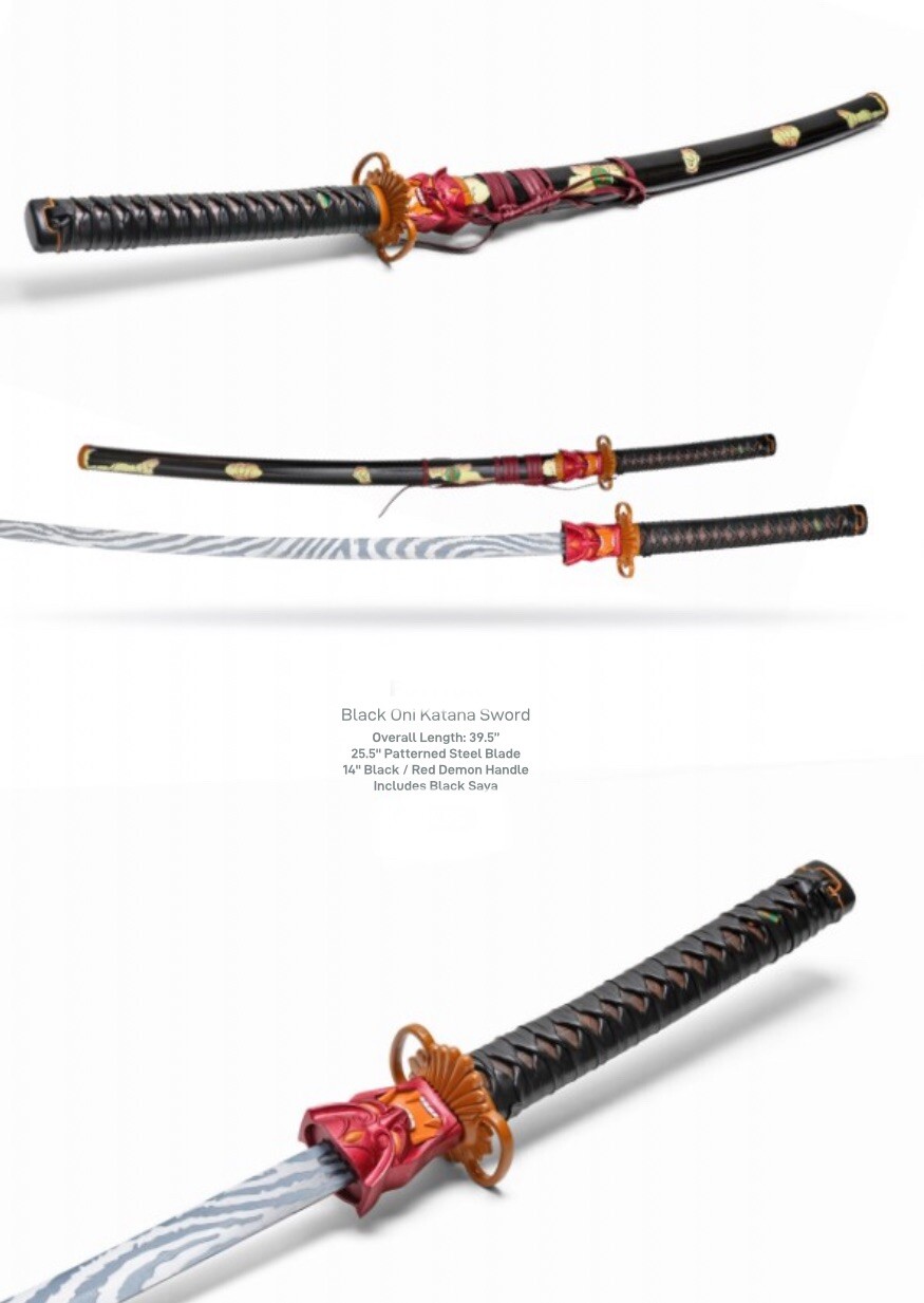 Oni 2.0 Replica Katana - Valorant Metal Sword Limited Editon Black  Metal Steel