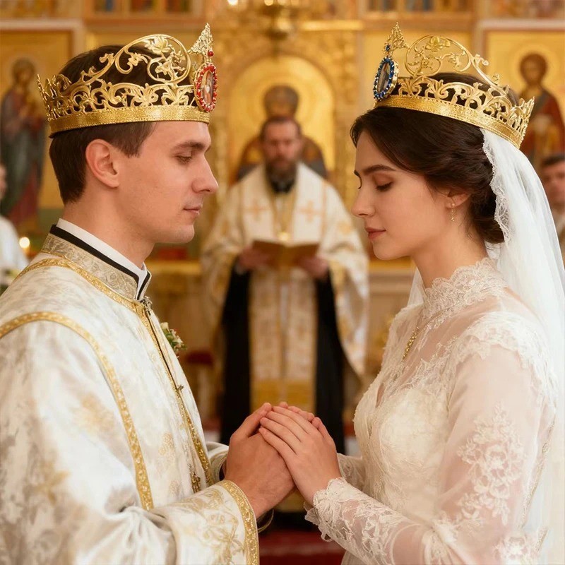 Eastern Orthodox Wedding Crowns Stefana Set Gold Gilded Church Ceremony