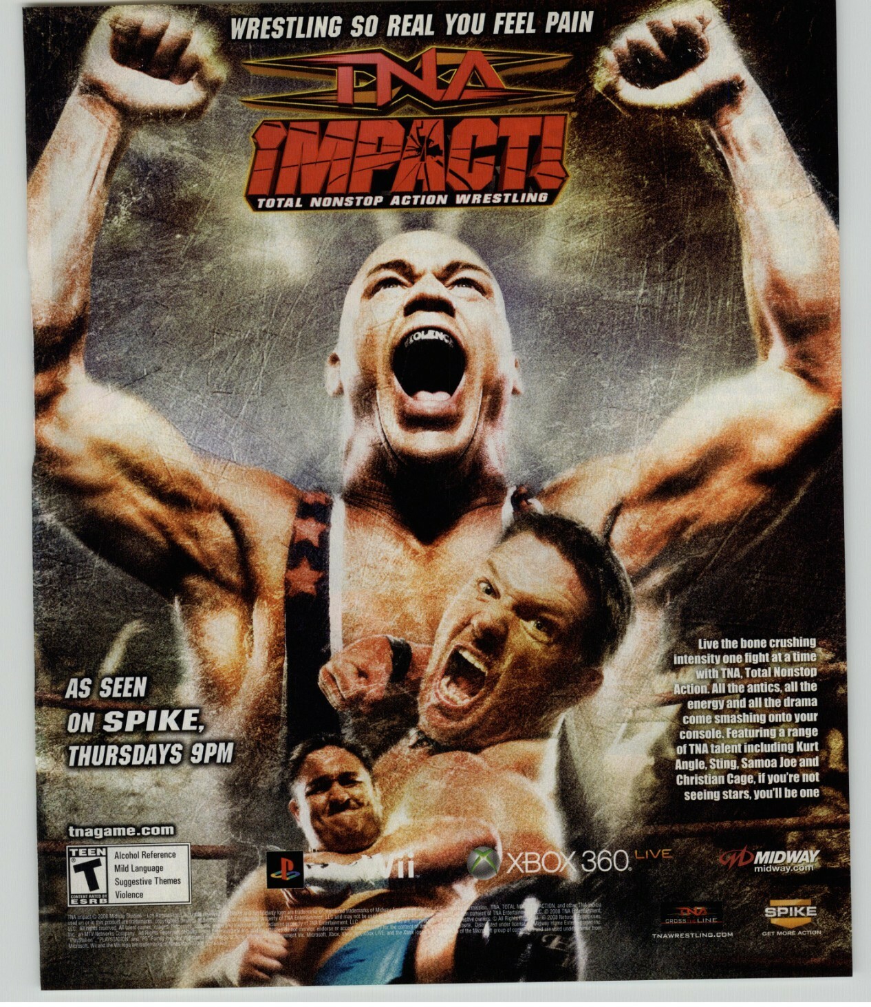 TNA Impact Wrestling Xbox 360 Wii PS2 2008 Vintage Video Game Poster Ad Print