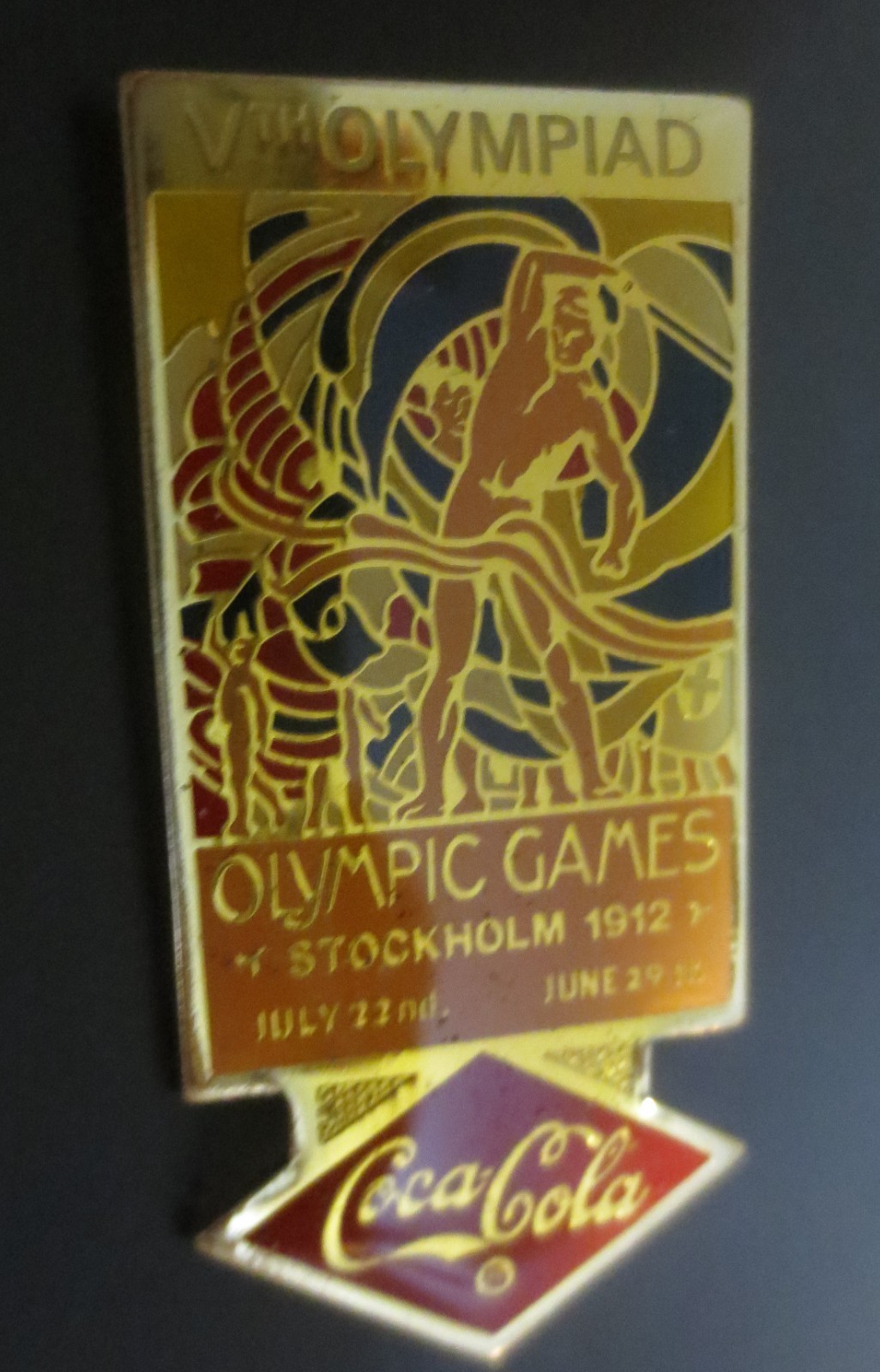 Coca-Cola Historic Olympic Summer Games Lapel Pin 1912 Stockholm Vth Olympiad