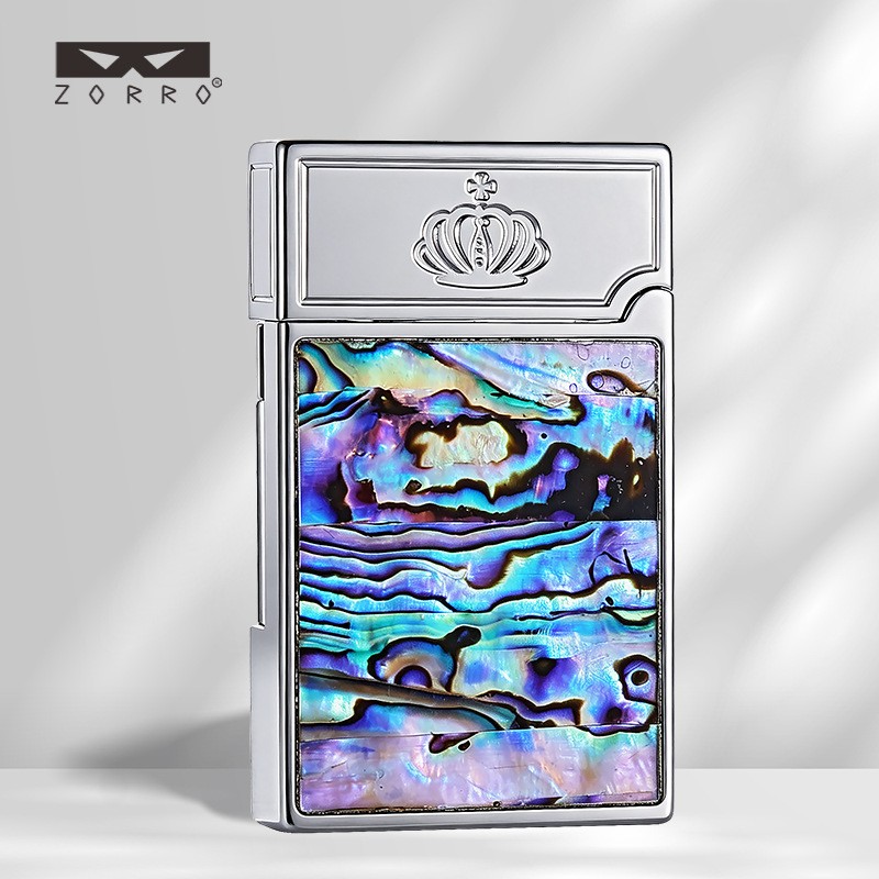 ZORRO Kerosene Lighter, Mother‑of‑Pearl Inlay, Crisp Ping Sound On Lid Opening