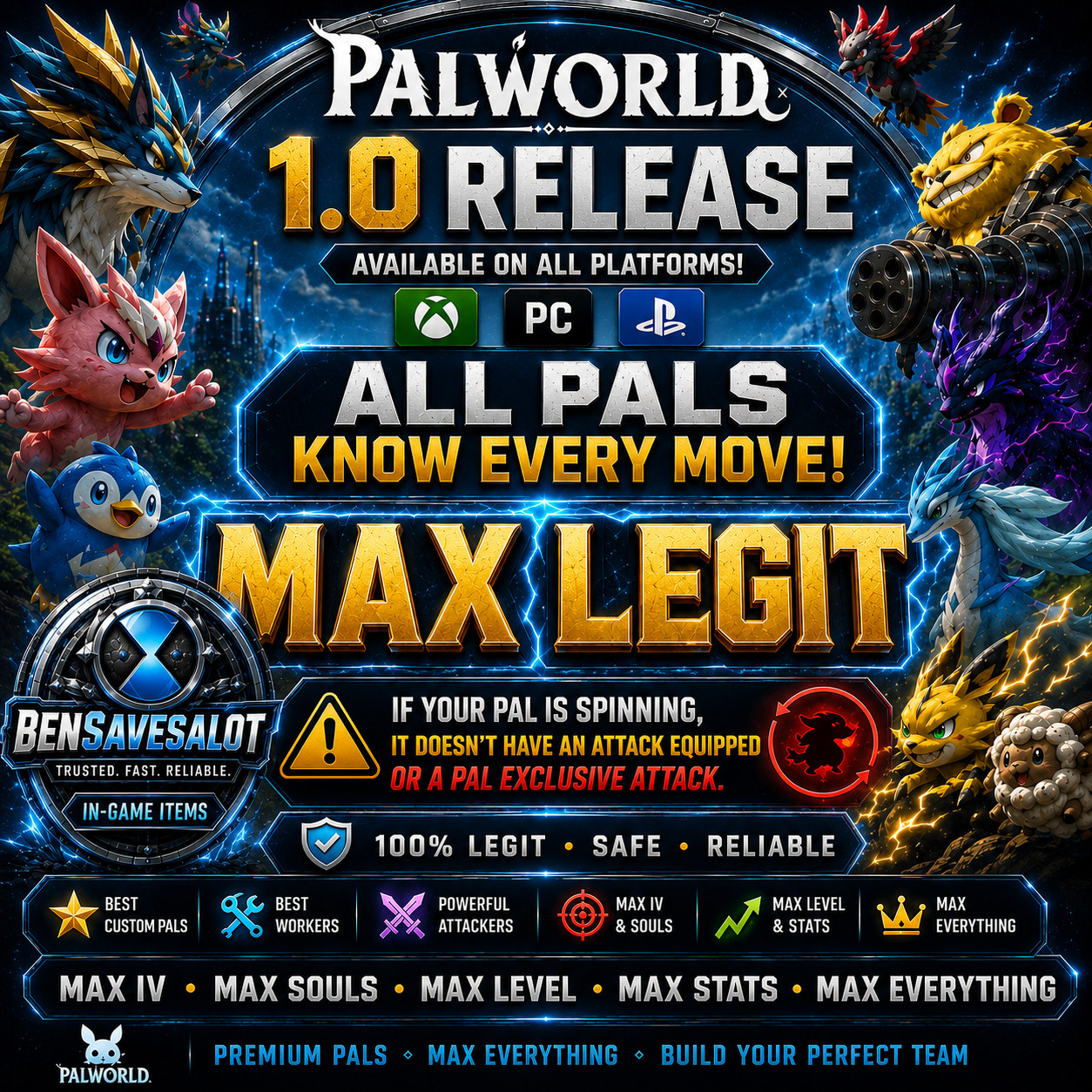 palworld pre-made godroll pals (pc/xbox/ps)