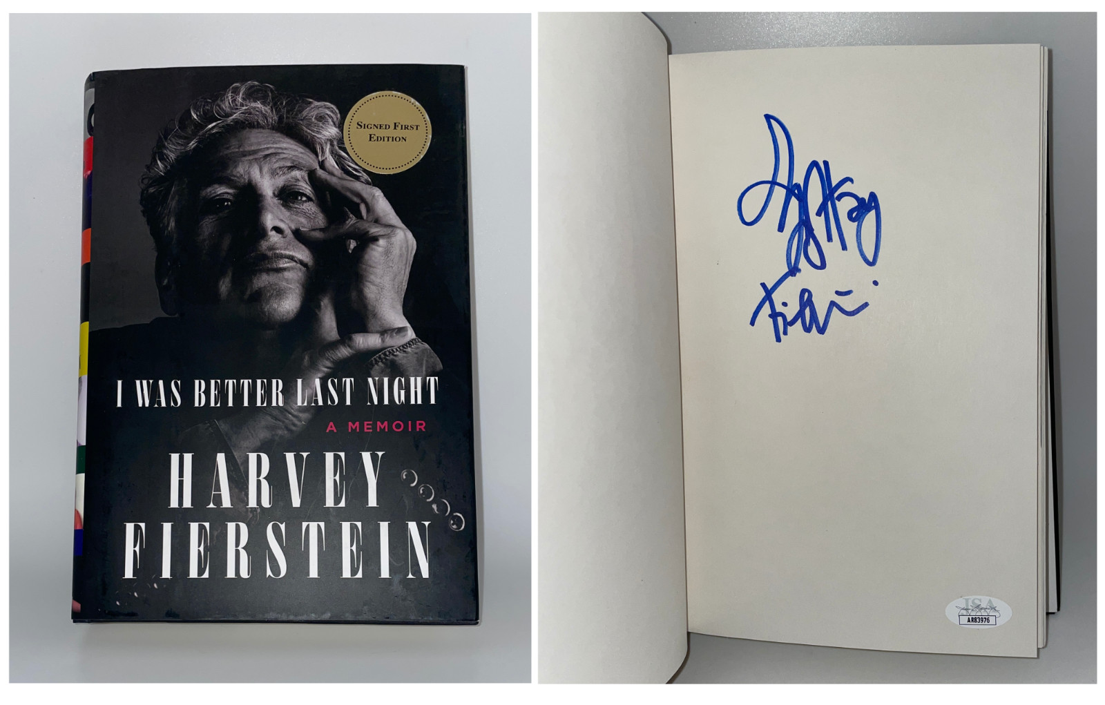 HARVEY FIERSTEIN Signed First Edition Book I WAS BETTER LAST NIGHT JSA COA Cert