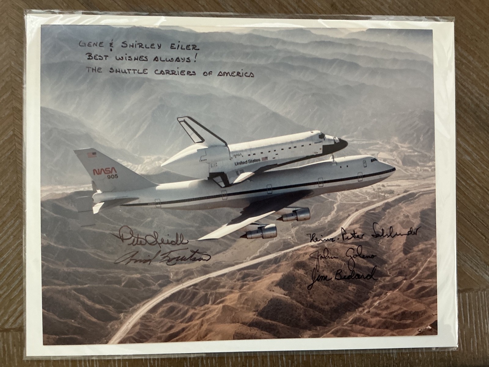Shuttle Carriers of America Signed Photo NASA 905 Space Shuttle Boeing 747