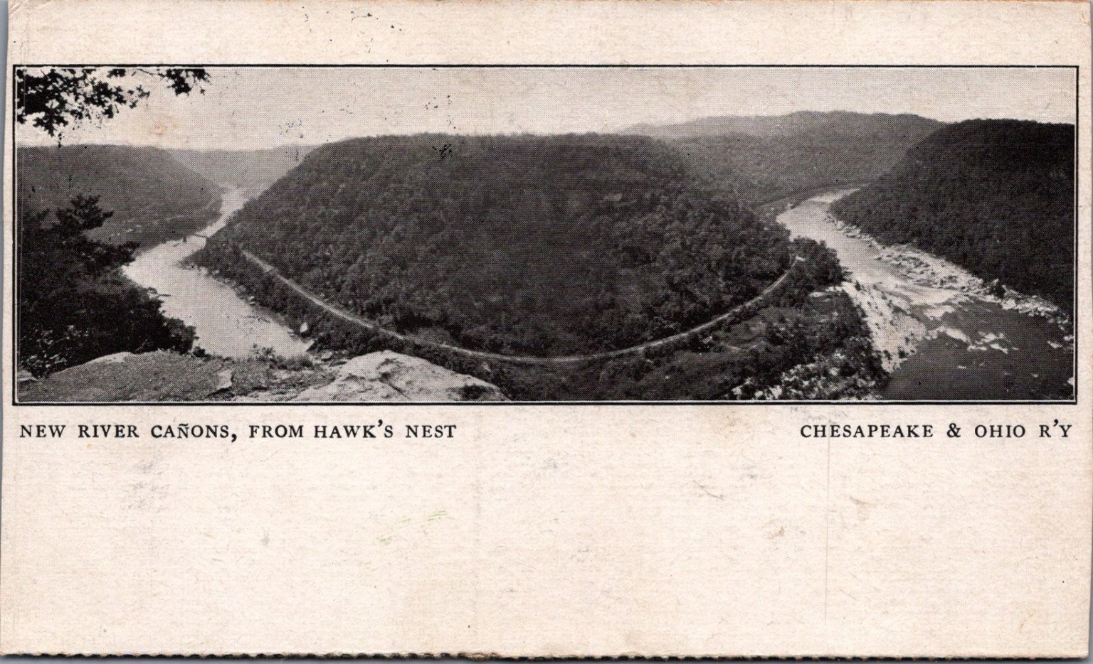 1908 New River Canyons Hawk\'s Nest Chesapeake & Ohio R\'y Postcard