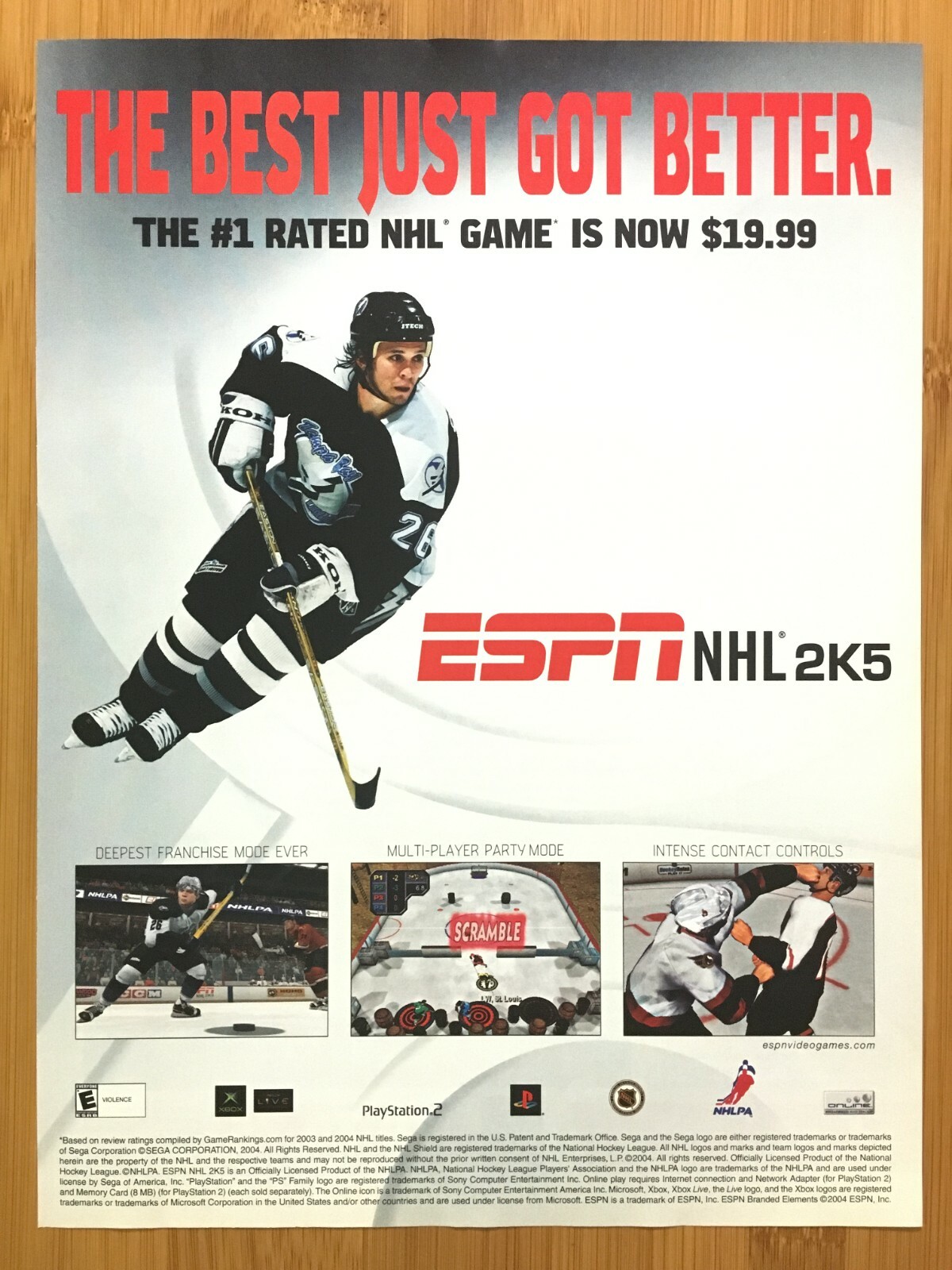 ESPN NHL 2K5 PS2 Xbox Print Ad/Poster Martin St. Louis Tampa Bay Lightning Rare