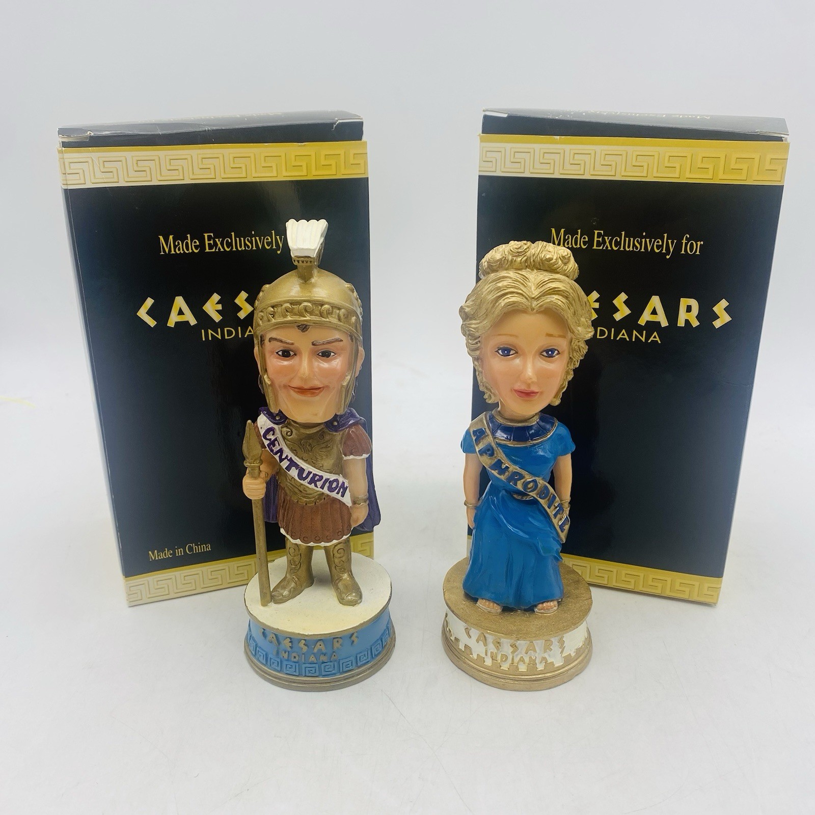 Bobbleheads CAESARS INDIANA Aphrodite And Centurion 6” Tall W/ Boxes Casino