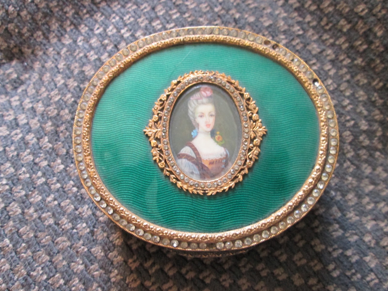 Antique French  Guilloche Enamel Jewelry Box
