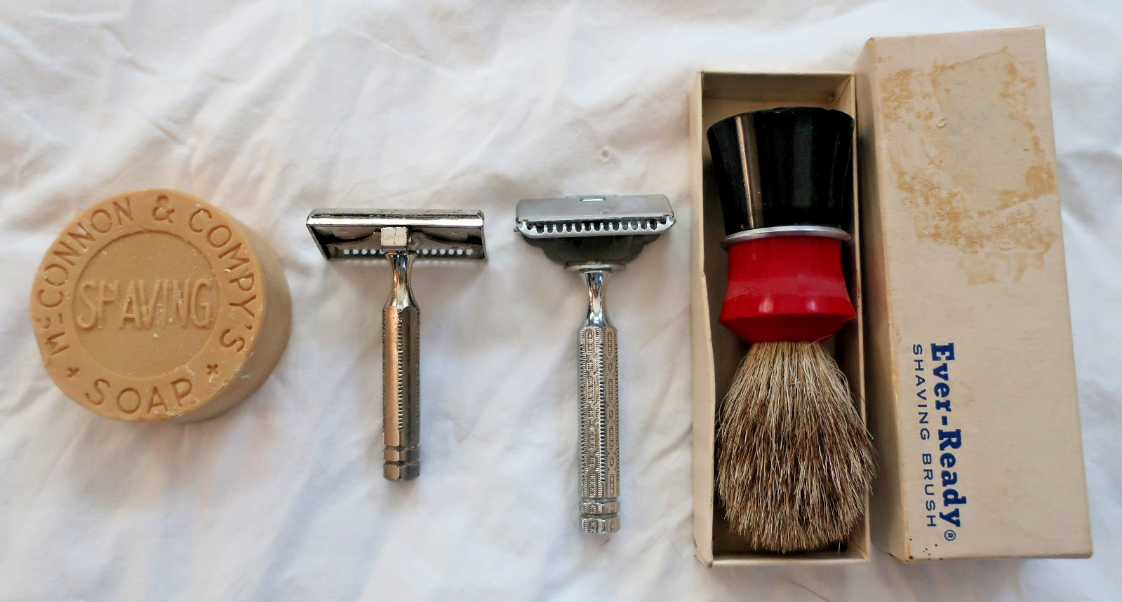 Pair of Ever-Ready Safety Razor and Shaving Brush in Box