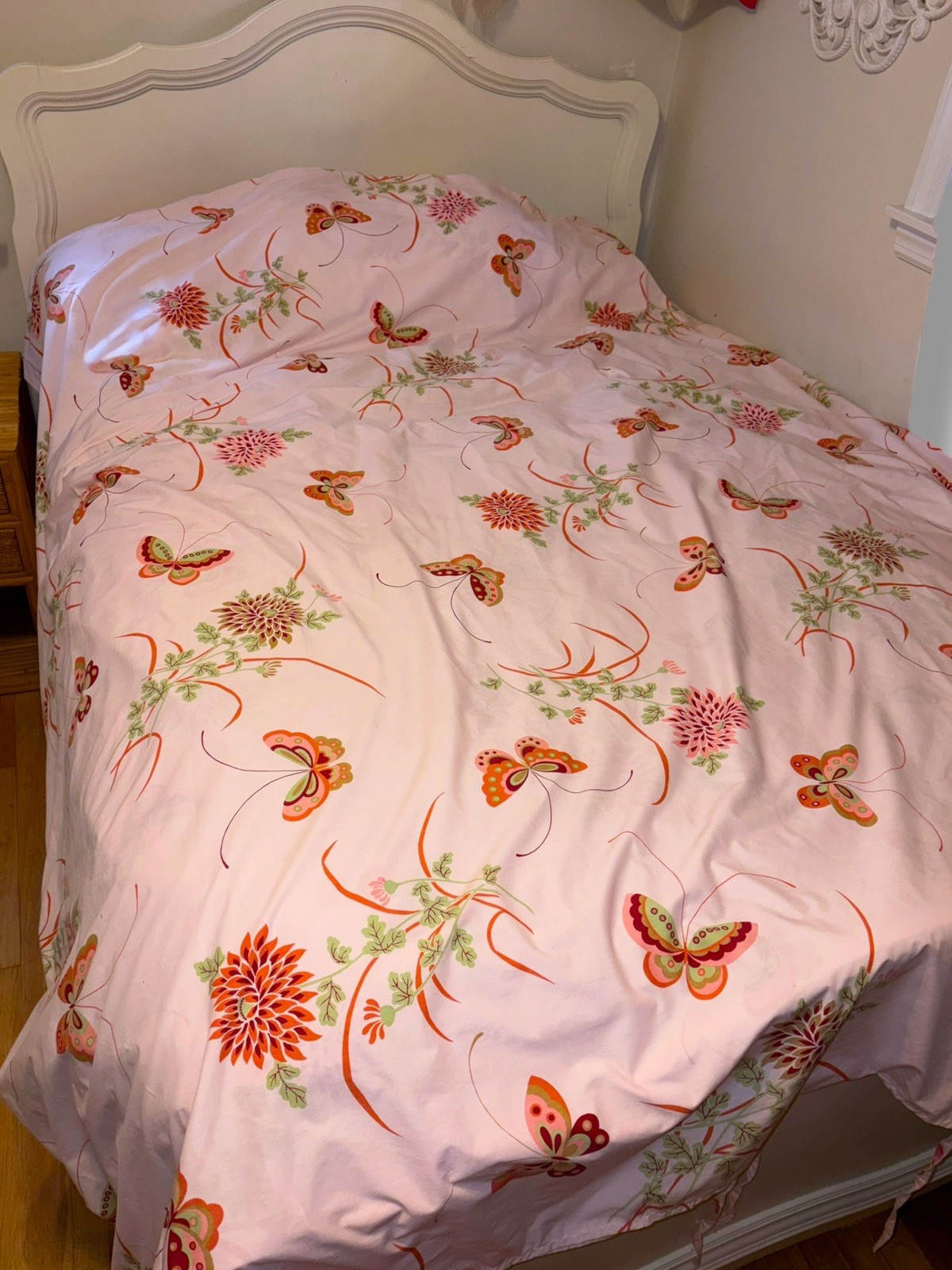 Vintage 70s Cannon Gold Label Chloe Full Queen Duvet Cover Butterfly Floral Pink