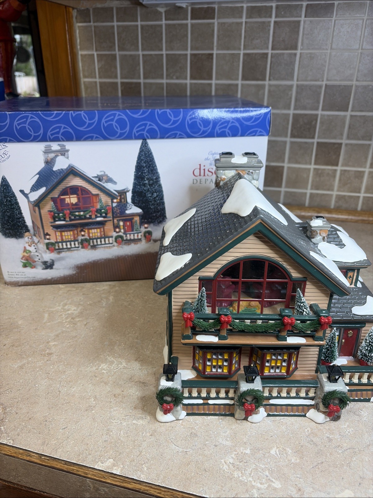 Department 56 The Original Snow Village Christmas Lake Chalet Cabin Only - EUC