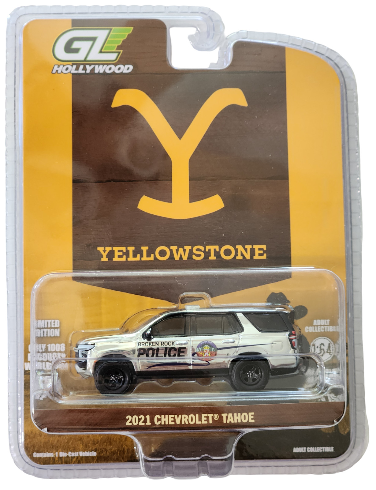 GreenLight Super Chrome Chase 2021 Tahoe The Yellowstone Broken Rock Police