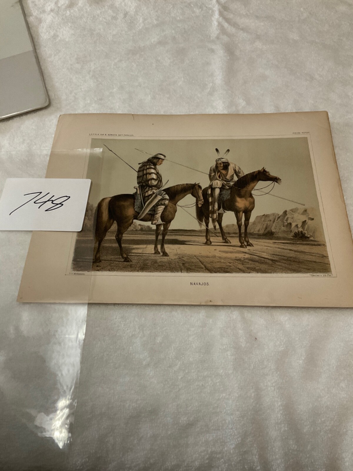 748 NAVAJO INDIANS COLOR LITHOGRAPH US PACIFIC RR SURVEY 1850’S 35th Parallel 