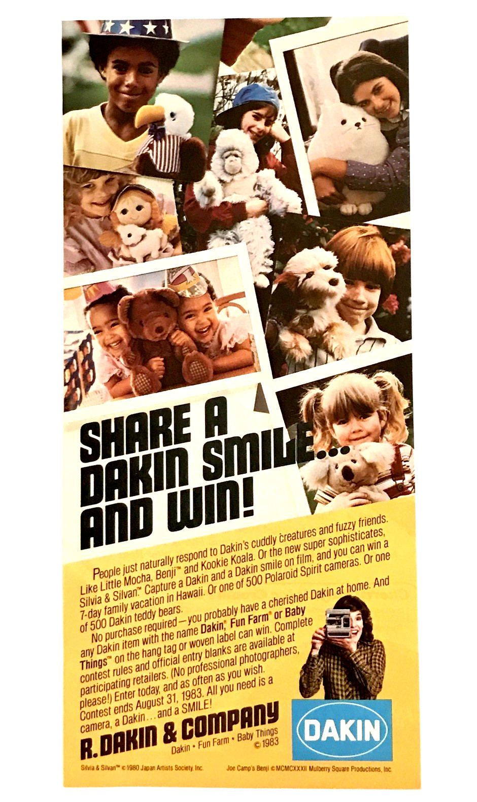 1983 Dakin Fun Farm Baby Things Kookie Koala Benji Little Mocha vintage Print AD