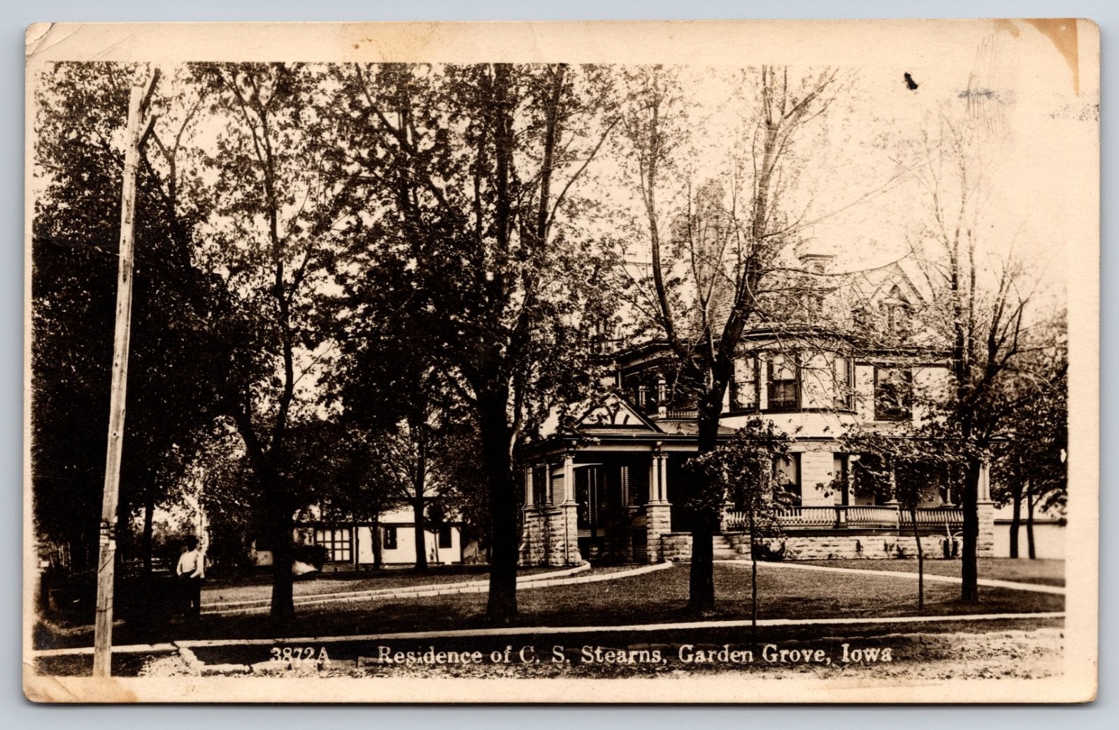 Garden Grove Iowa Residence of C. S. Stearns Zercher Real Photo RPPC