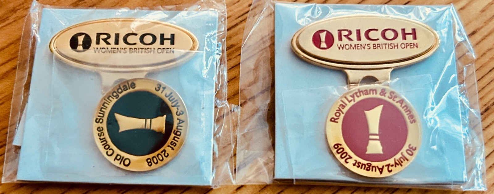 2008 & 2009 LPGA Ricoh Womens British Open golf ball markers & hat clips set NEW